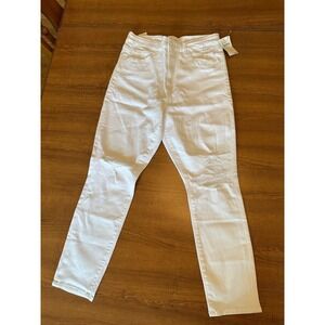 GOOD AMERICAN GOOD WAIST CROP NWT Womens‎ 12/31 White High Rise Distressed Jeans